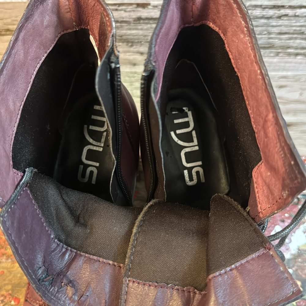 Mjus Purple Brown Leather Heel Boots Size 38 - Picture 16 of 16